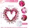 Valentine's Day Wreaths: 15'' Heart Shaped Wreaths for Front Door with 20 LED Pink Red Heart Shaped Berry Door Wreath for Valentine's Day Decorations, Anniversary, Wedding Wall Home Decor Gifts